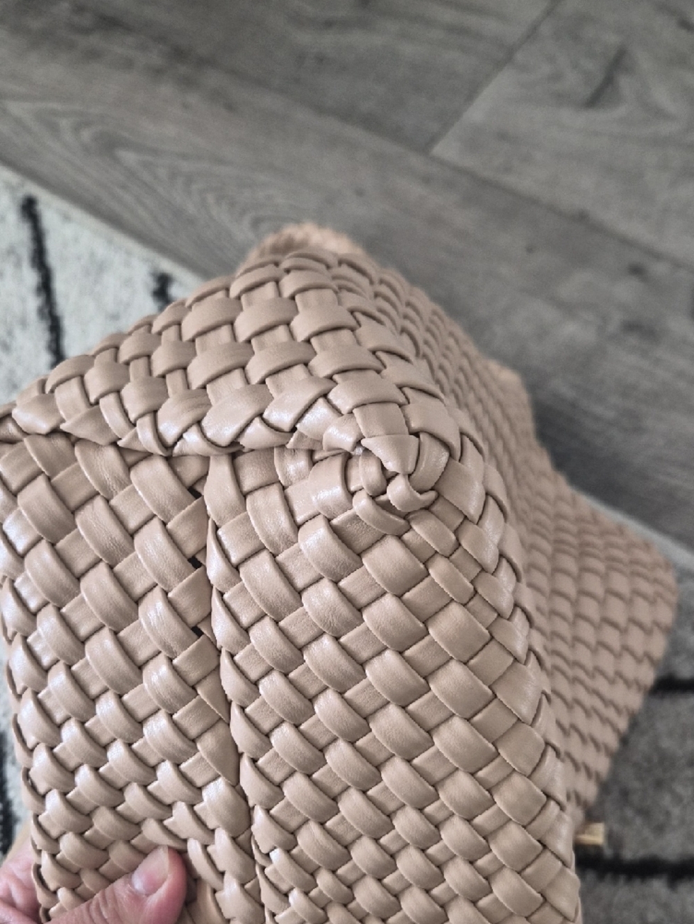 Woven Shoulder Hobo Bag in Light Beige - Picture 7 of 10